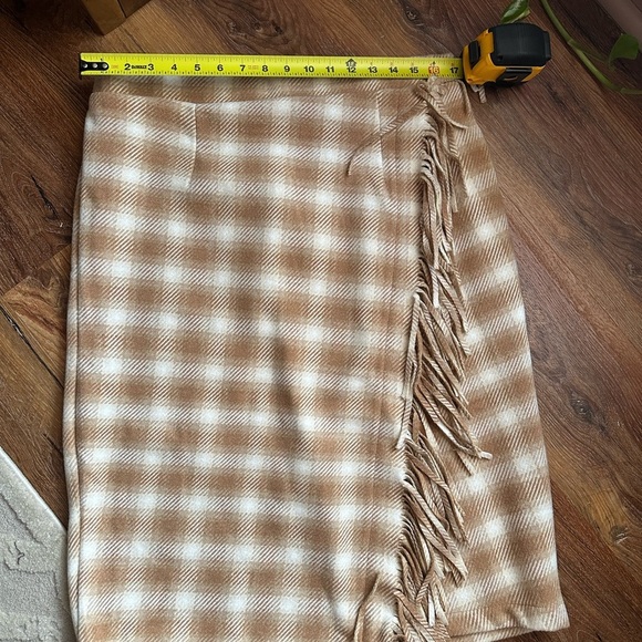Time and Tru Plaid Fringe Midi Skirt - Tan and Cream - Picture 10 of 13